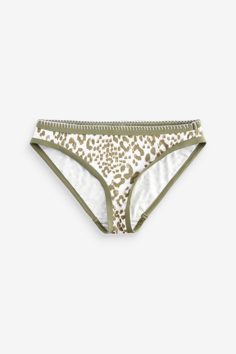 Khaki Green Animal Print High Leg Bikini Bottoms - Image 5 of 5