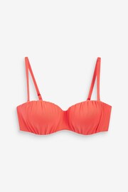 Coral Pink Ruched Shaping Wired Bandeau Bikini Top - Image 5 of 6