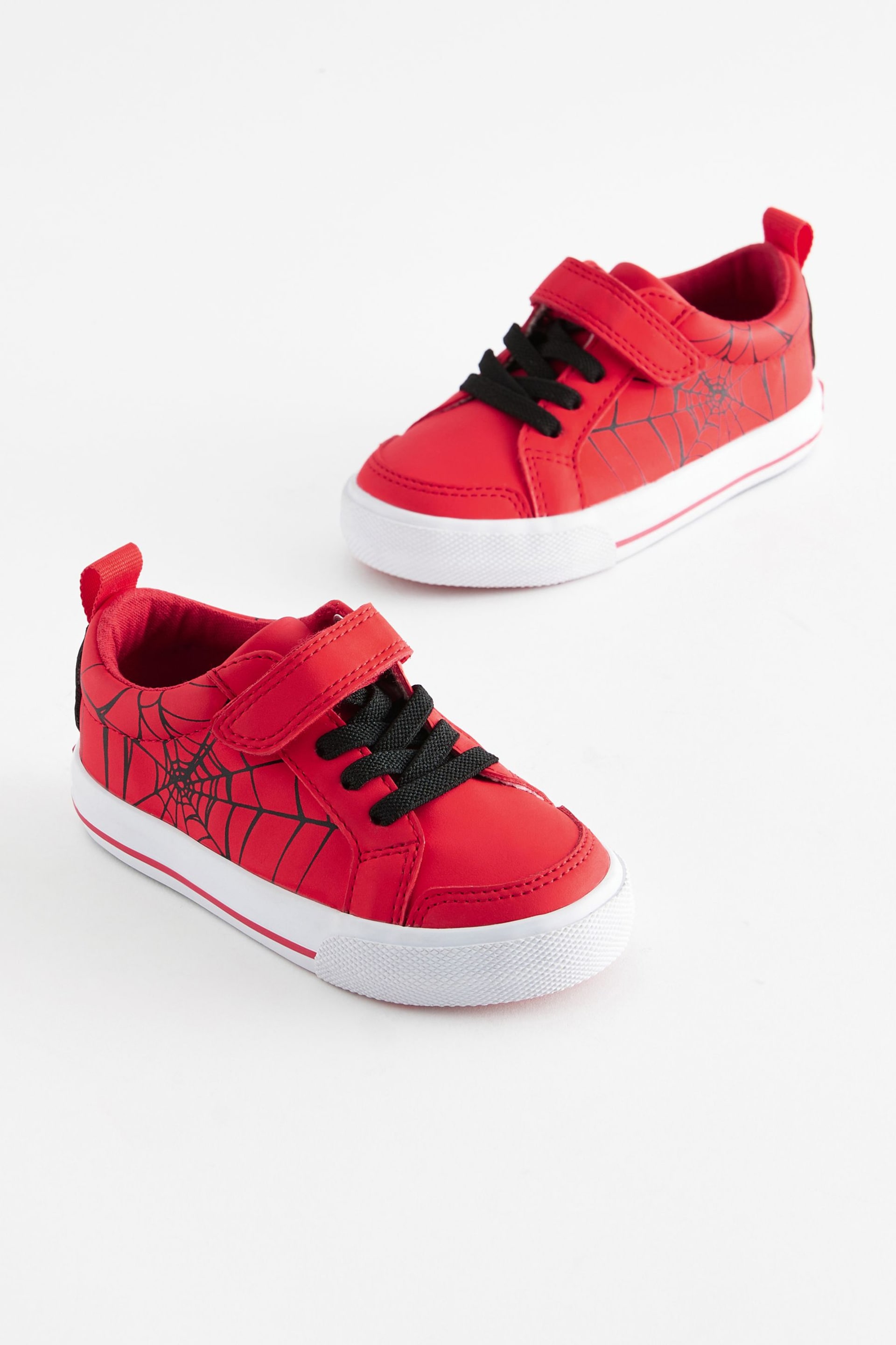 Red Standard Fit (F) Spiderman Touch Fastening Elastic Lace Trainers - Image 2 of 5
