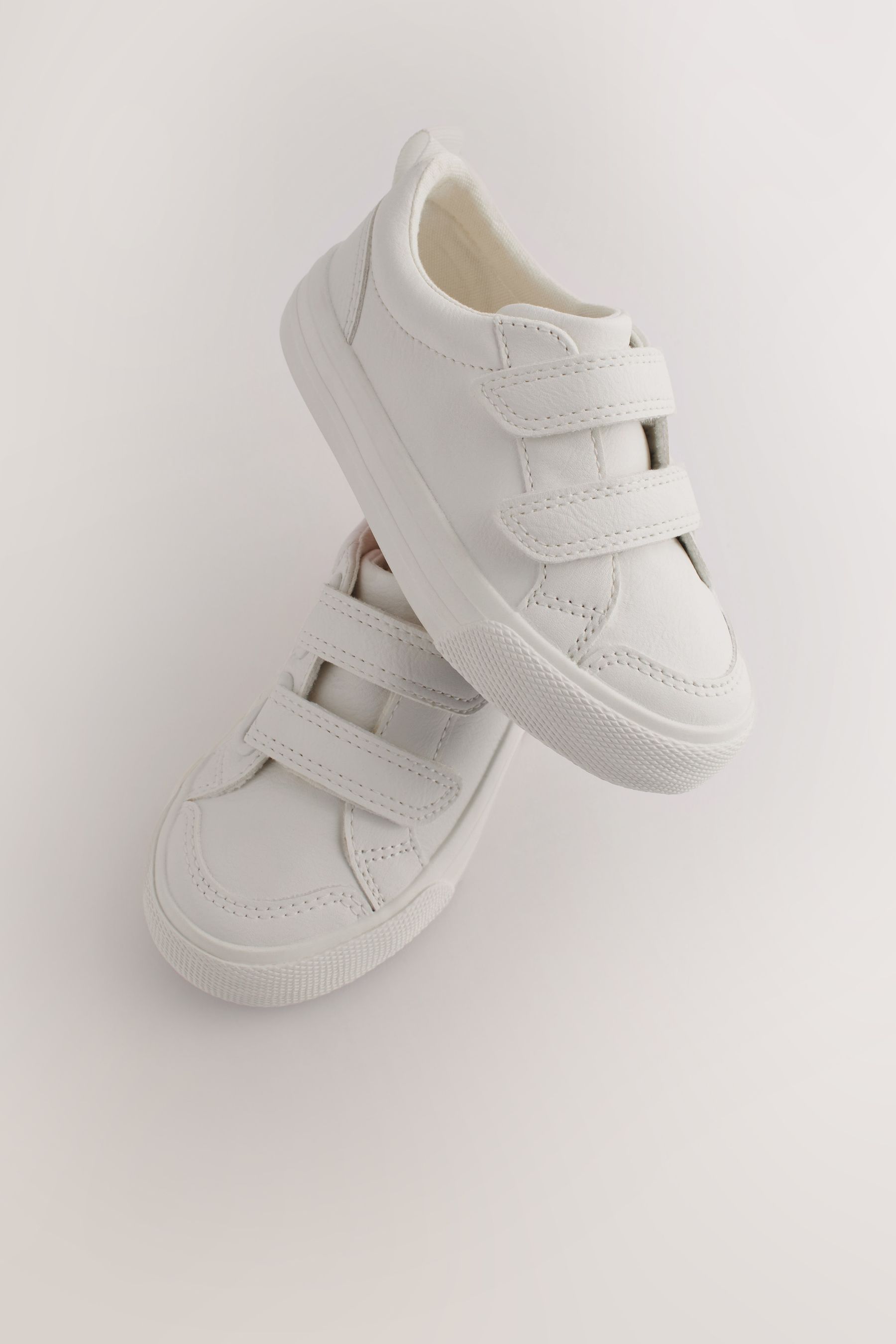 Womens white leather velcro trainers 2025