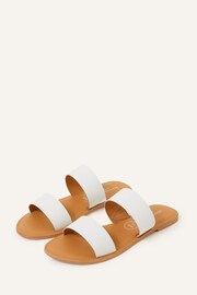 Accessorize Two Strap Leather Wide Fit White Sliders - Image 2 of 2