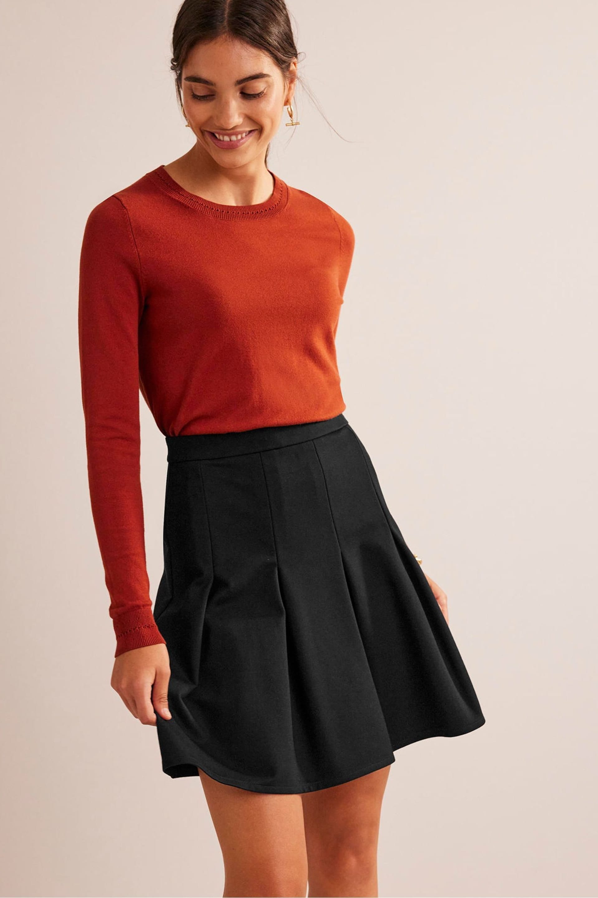 Boden Black Flippy Ponte Mini Skirt - Image 3 of 5