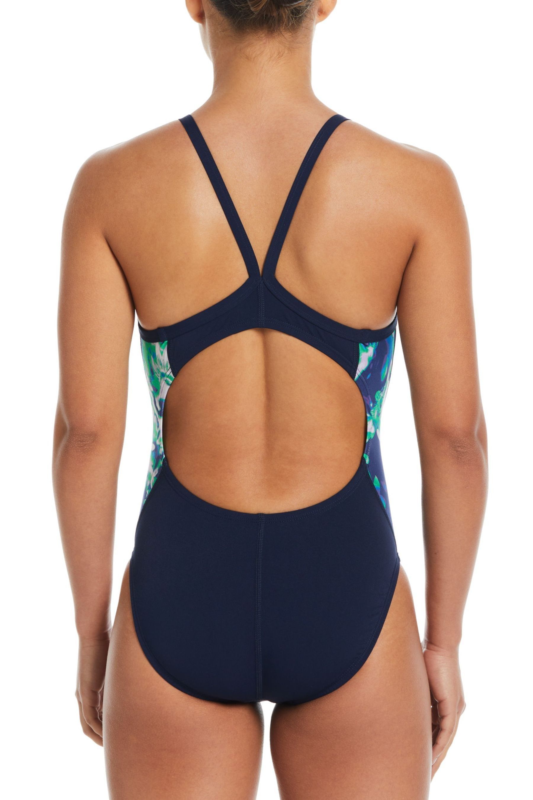 Buy Nike Swim Blue Racerback Splice One Piece Swimsuit from Next Luxembourg