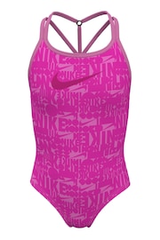 Nike Pink Nike Swim  All Over Print Cross Back Swimsuit - Image 3 of 3