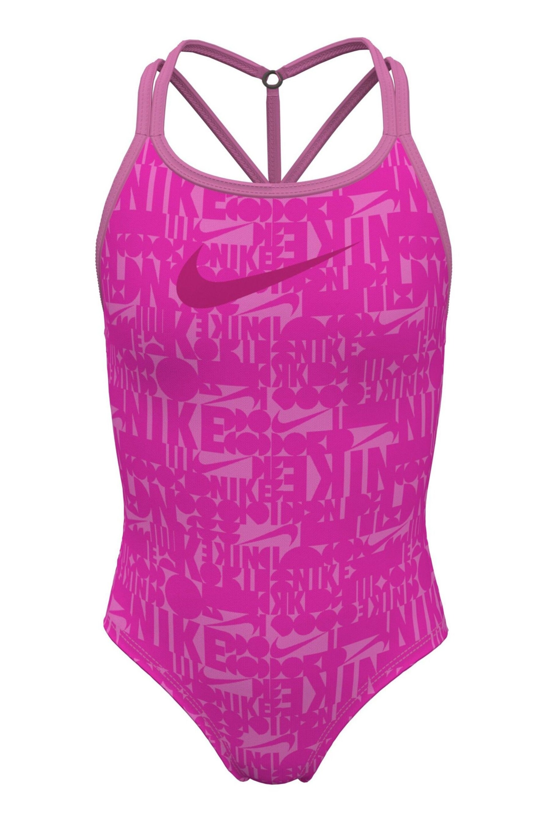 Nike Pink Nike Swim  All Over Print Cross Back Swimsuit - Image 3 of 3