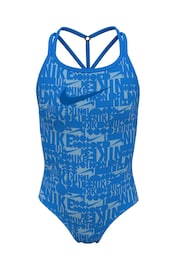 Nike Blue Nike Swim  All Over Print Cross Back Swimsuit - Image 3 of 5