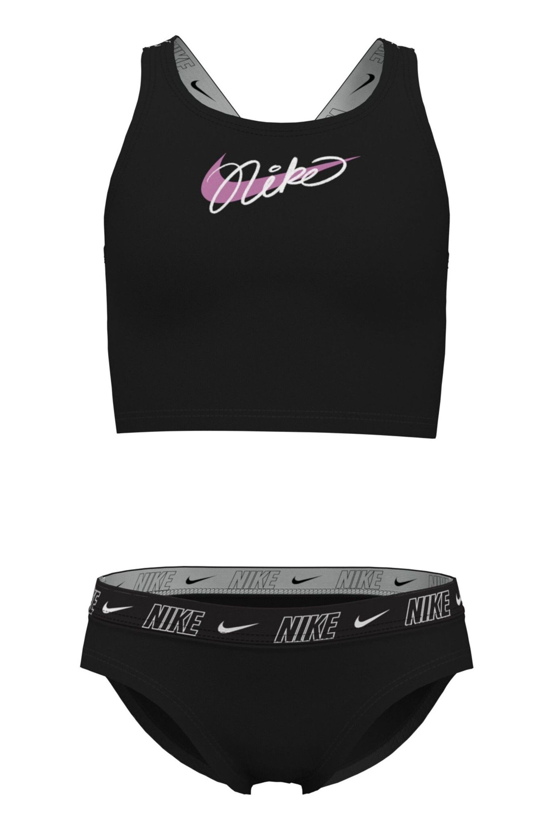 Nike Black Logo Tape Midkini Bikini Set - Image 8 of 10