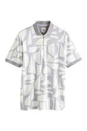Grey Print Polo Shirt - Image 6 of 8