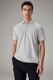 Grey Crane Print Polo Shirt - Image 1 of 7