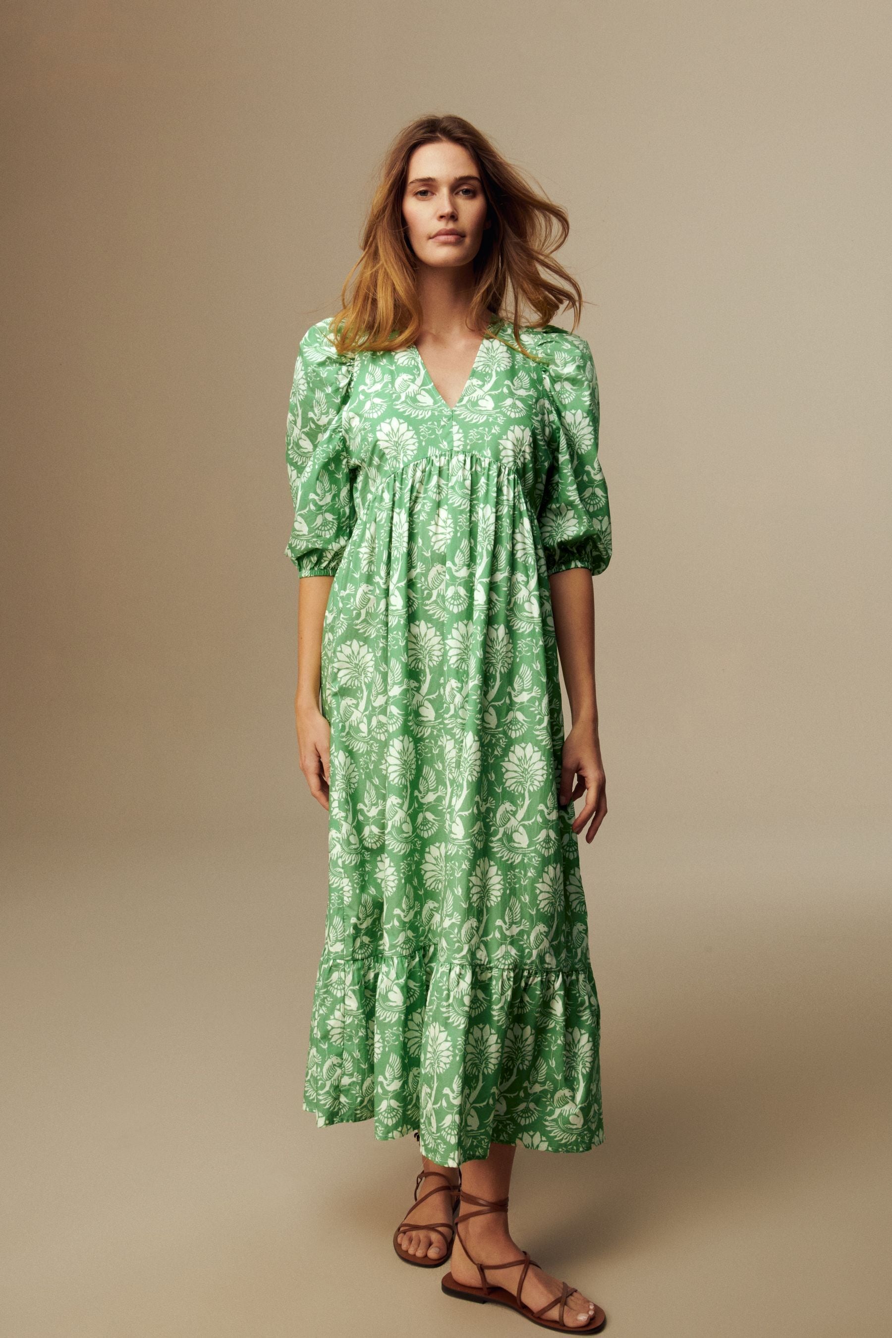 Buy Laura Ashley Green Camelot Print Green Midaxi Dress from Next Luxembourg