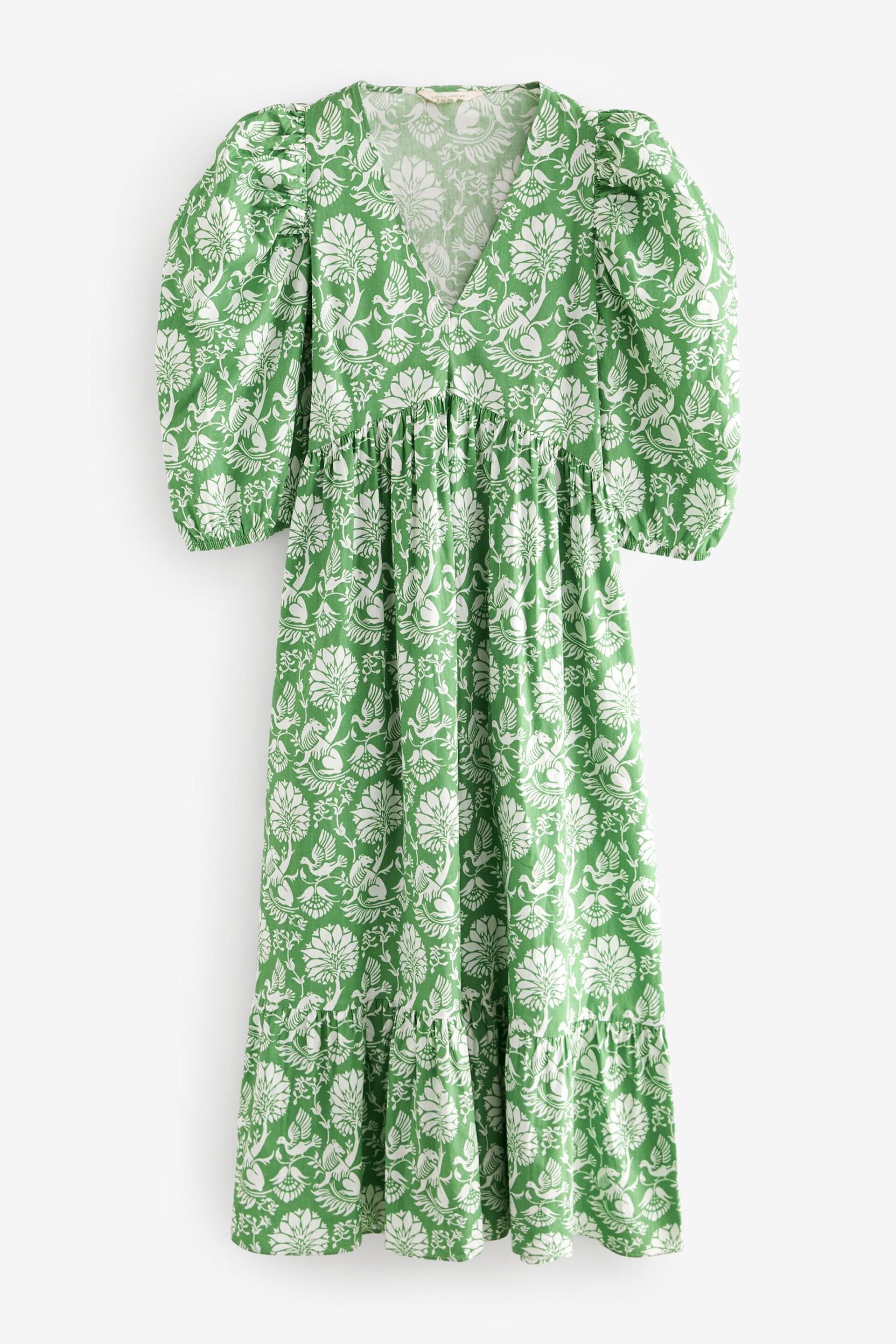 Laura Ashley Green Camelot Print Green Midaxi Dress - Image 5 of 6