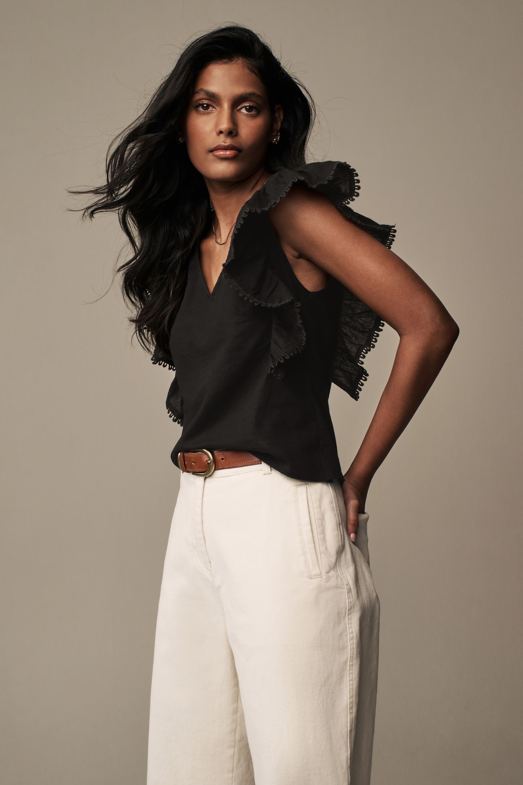 Buy Laura Ashley Black Ruffle Frill Top from Next Australia