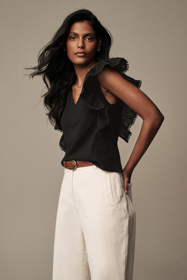 Buy Laura Ashley Black Ruffle Frill Top from Next USA