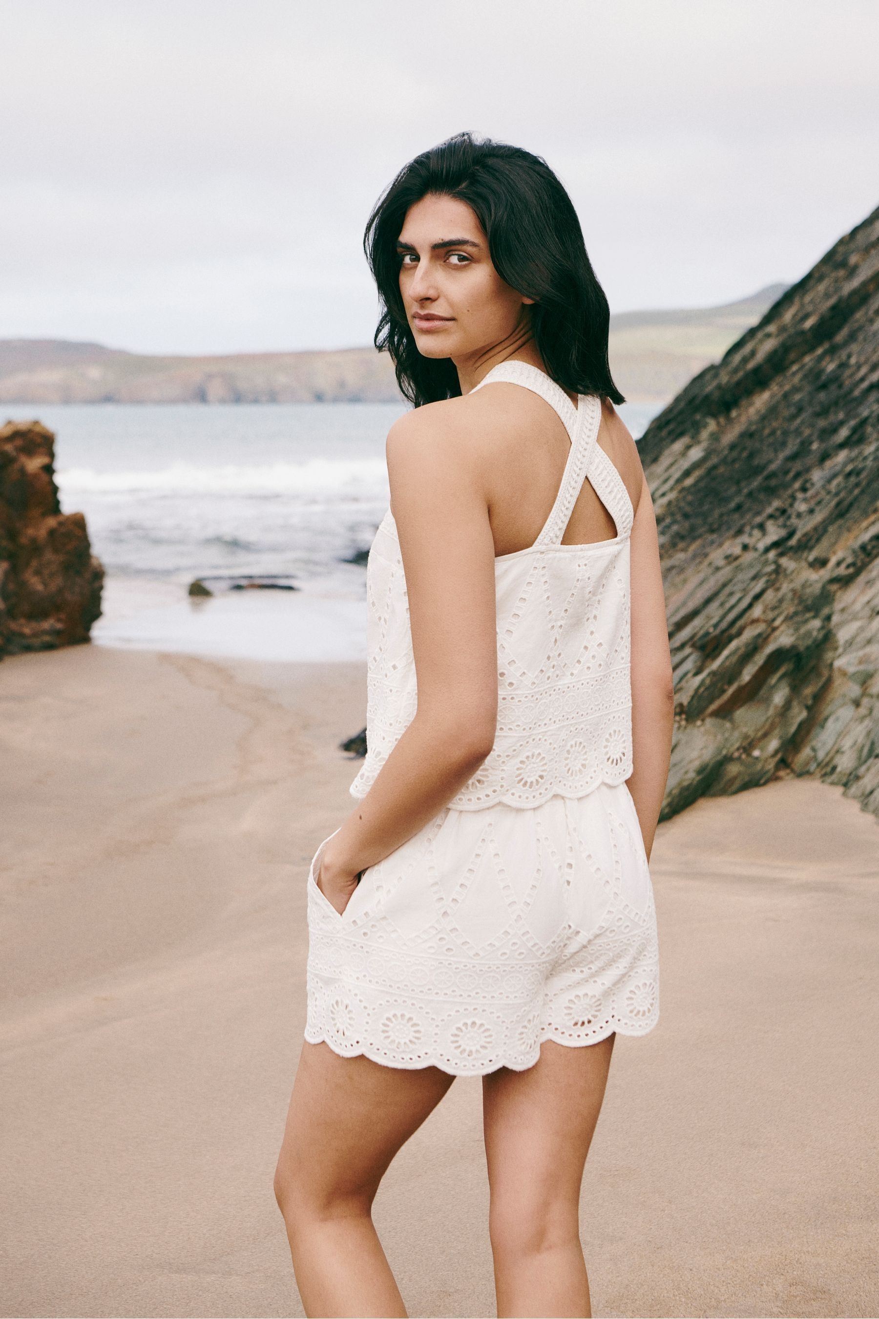 Buy Laura Ashley White Broderie Lace Shorts from Next Luxembourg