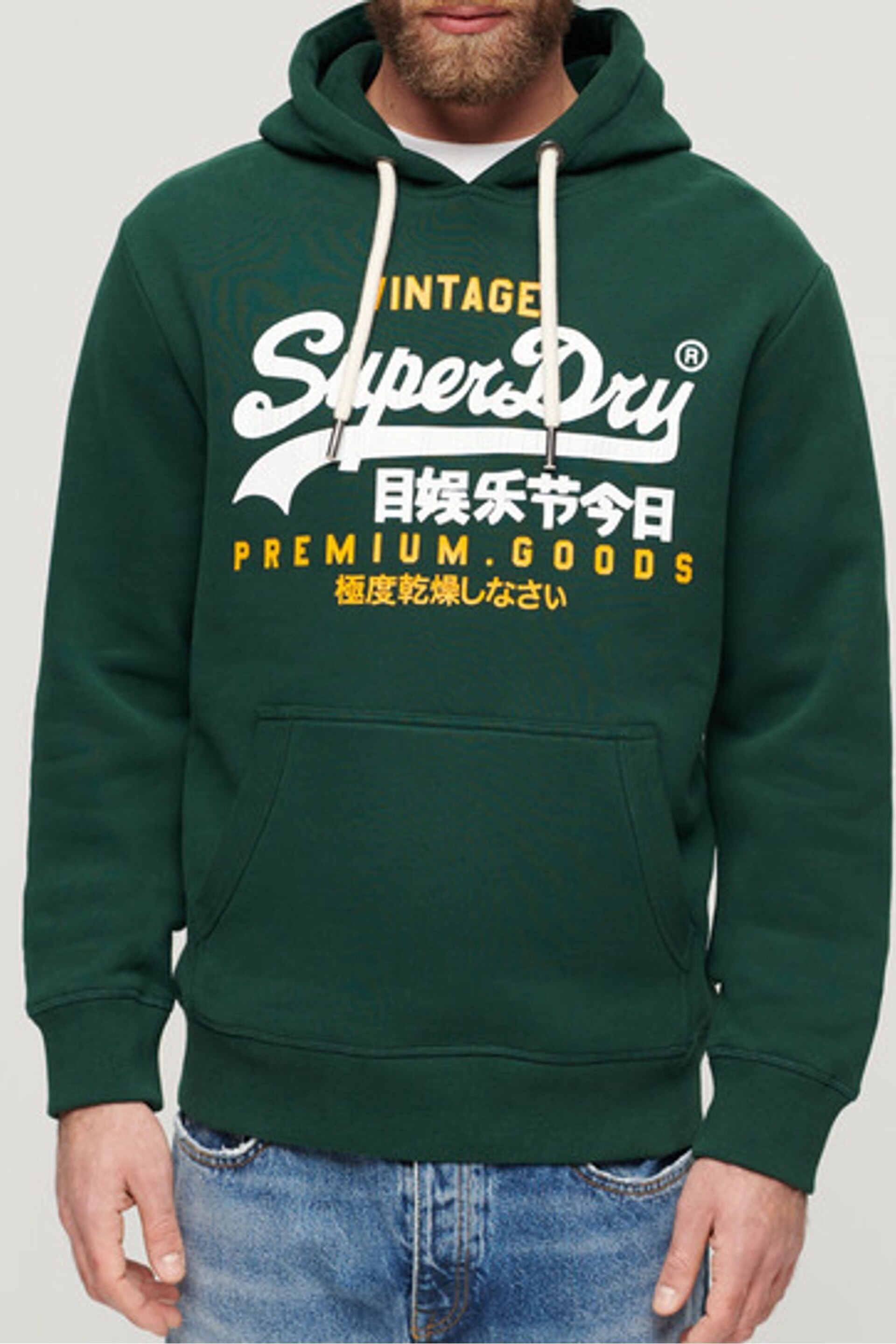 Superdry Enamel Green Vintage Logo Hoodie - Image 5 of 8