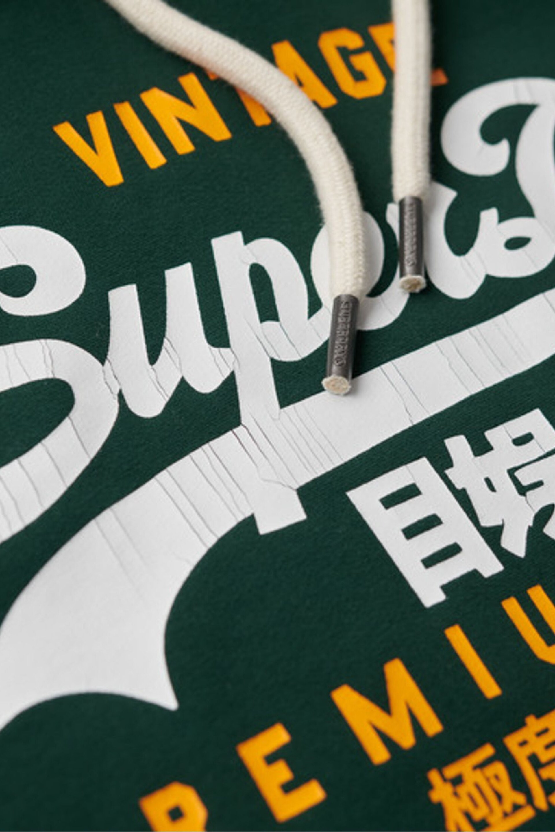 Superdry Green Vintage Logo Hoodie - Image 7 of 8