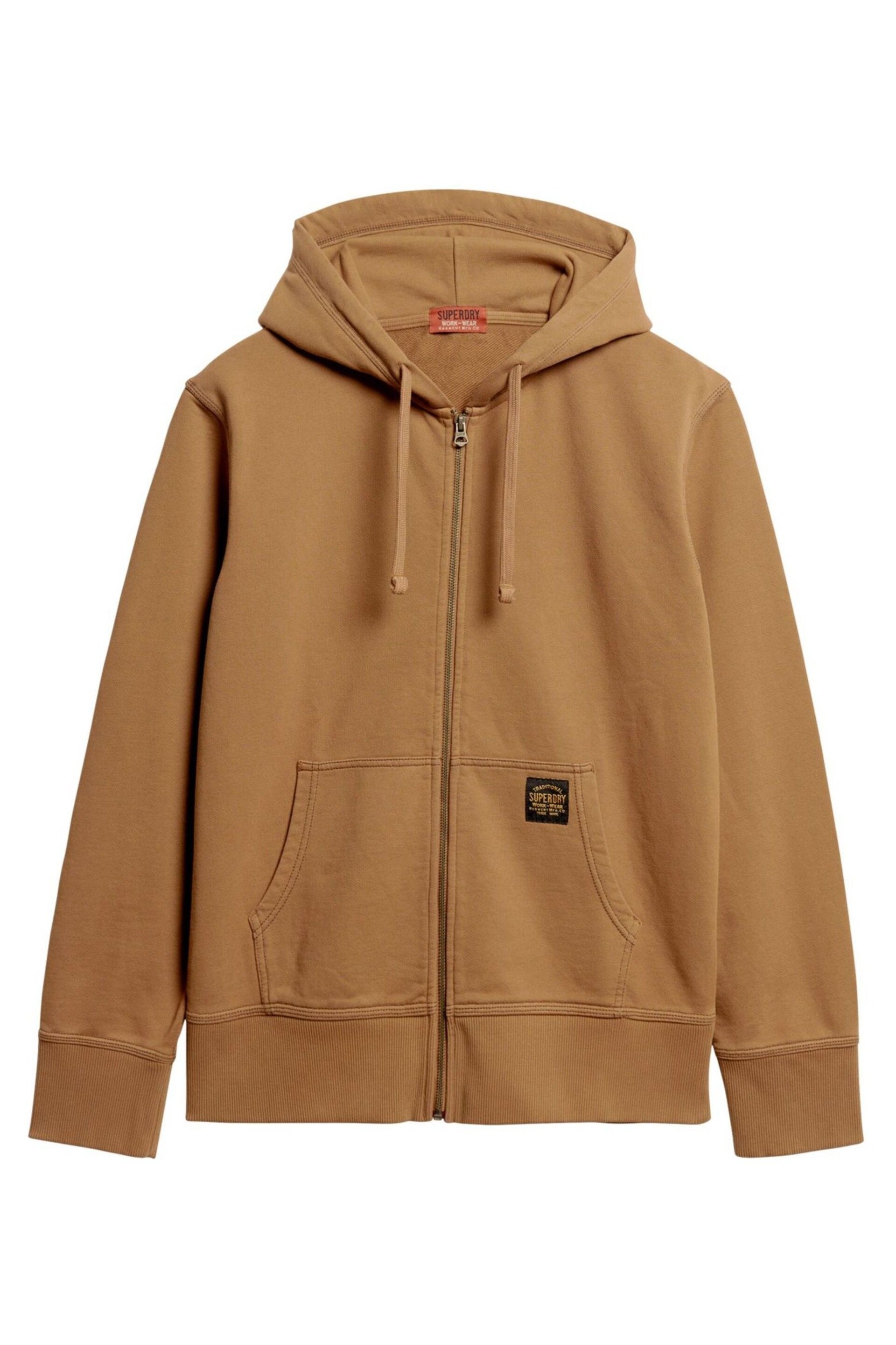 Superdry Brown Contrast Stitch Relax Zip Hoodie - Image 4 of 4