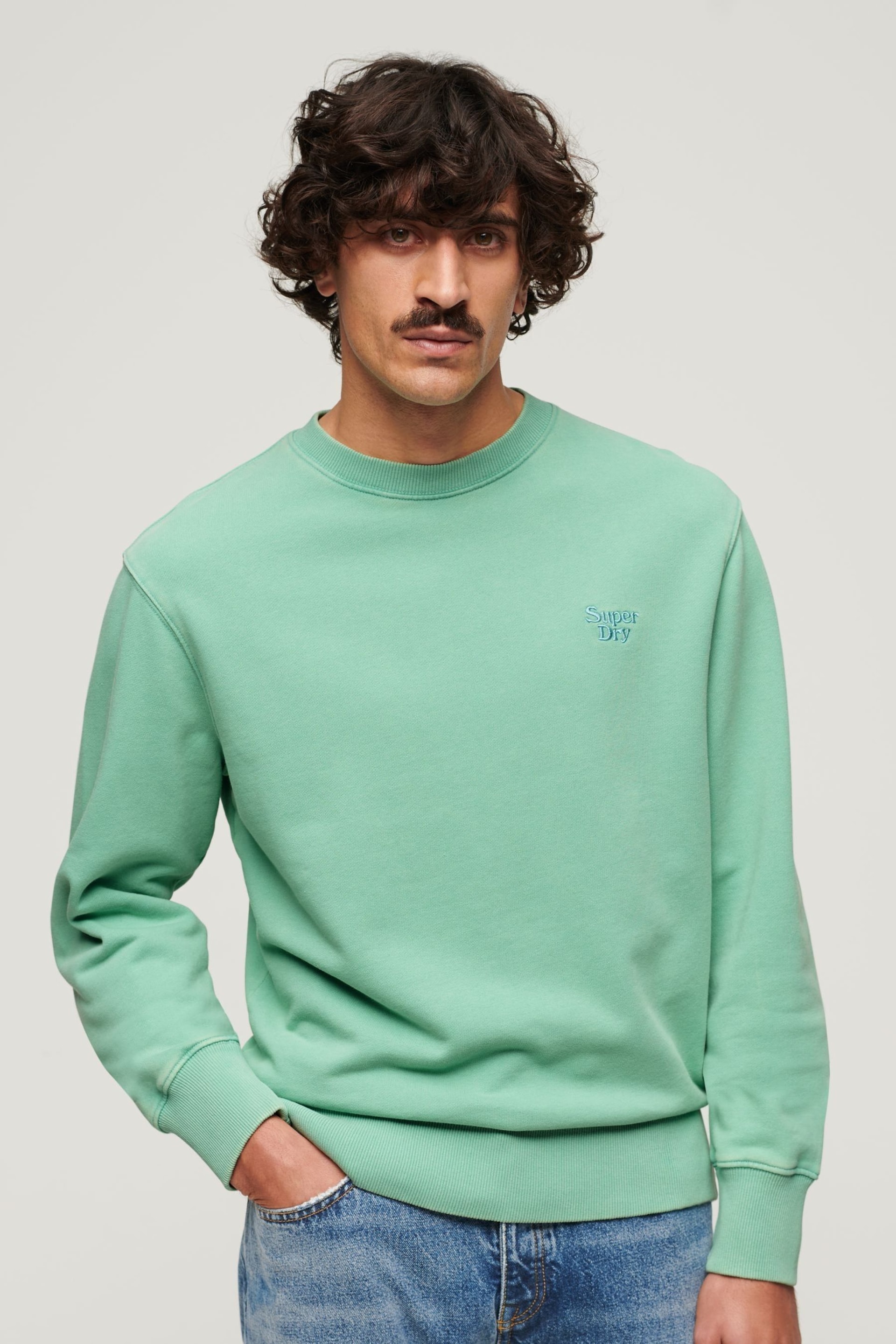 Superdry Green Vintage Washed Sweatshirt - Image 1 of 6