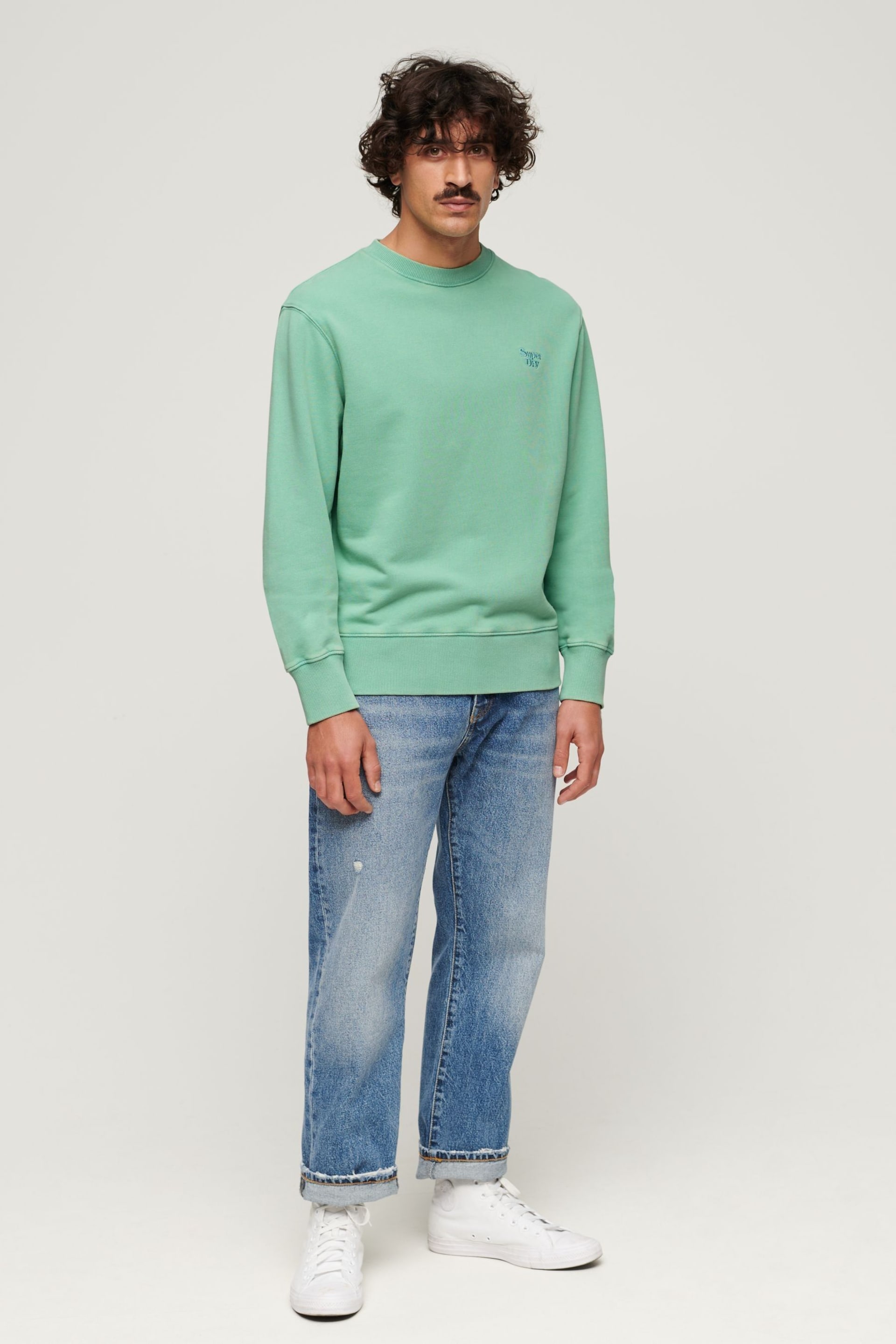 Superdry Green Vintage Washed Sweatshirt - Image 2 of 6