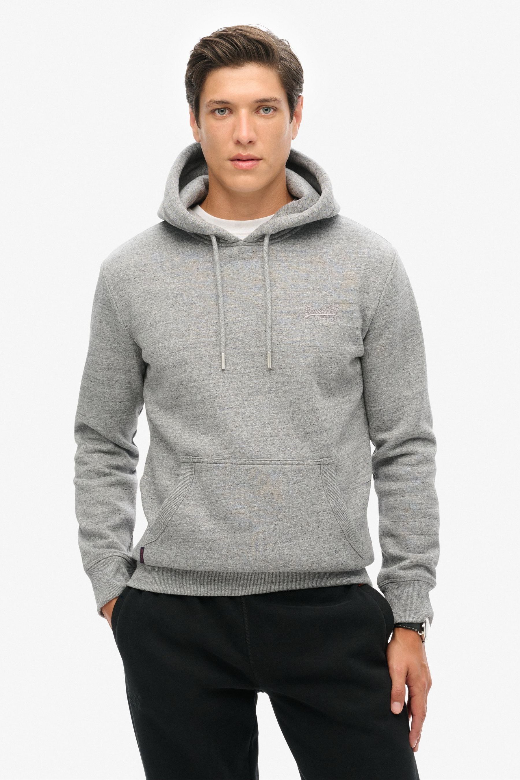 Superdry Grey Essential Logo Hoodie Large Mens