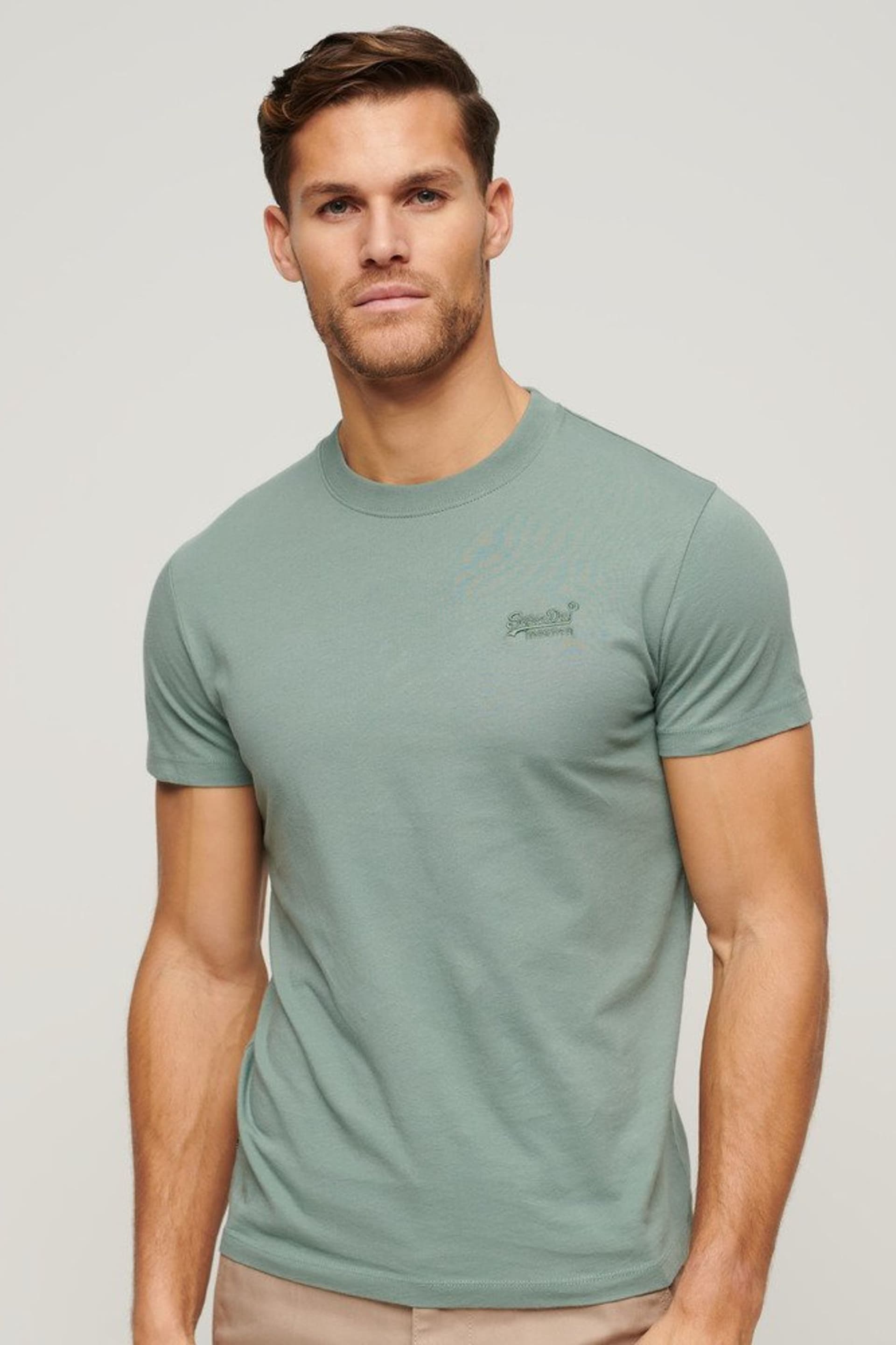 Superdry Green Essential Logo Embriodery T-Shirt - Image 1 of 5