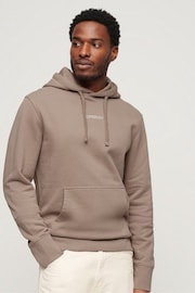 Superdry Brown Micro Logo Graphic Loose Hoodie - Image 1 of 6