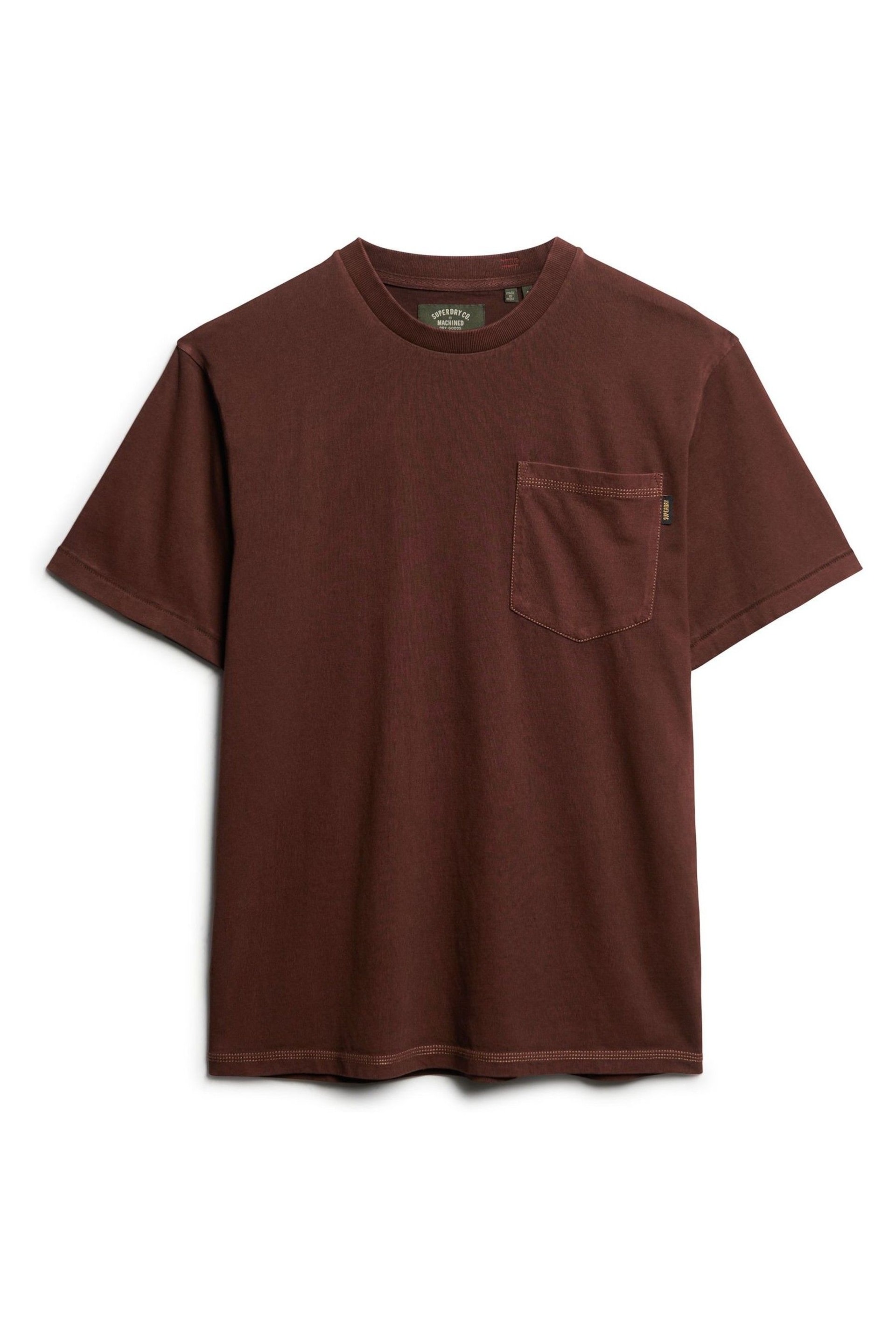 Superdry Brown Contrast Stitch Pocket T-Shirt - Image 4 of 7