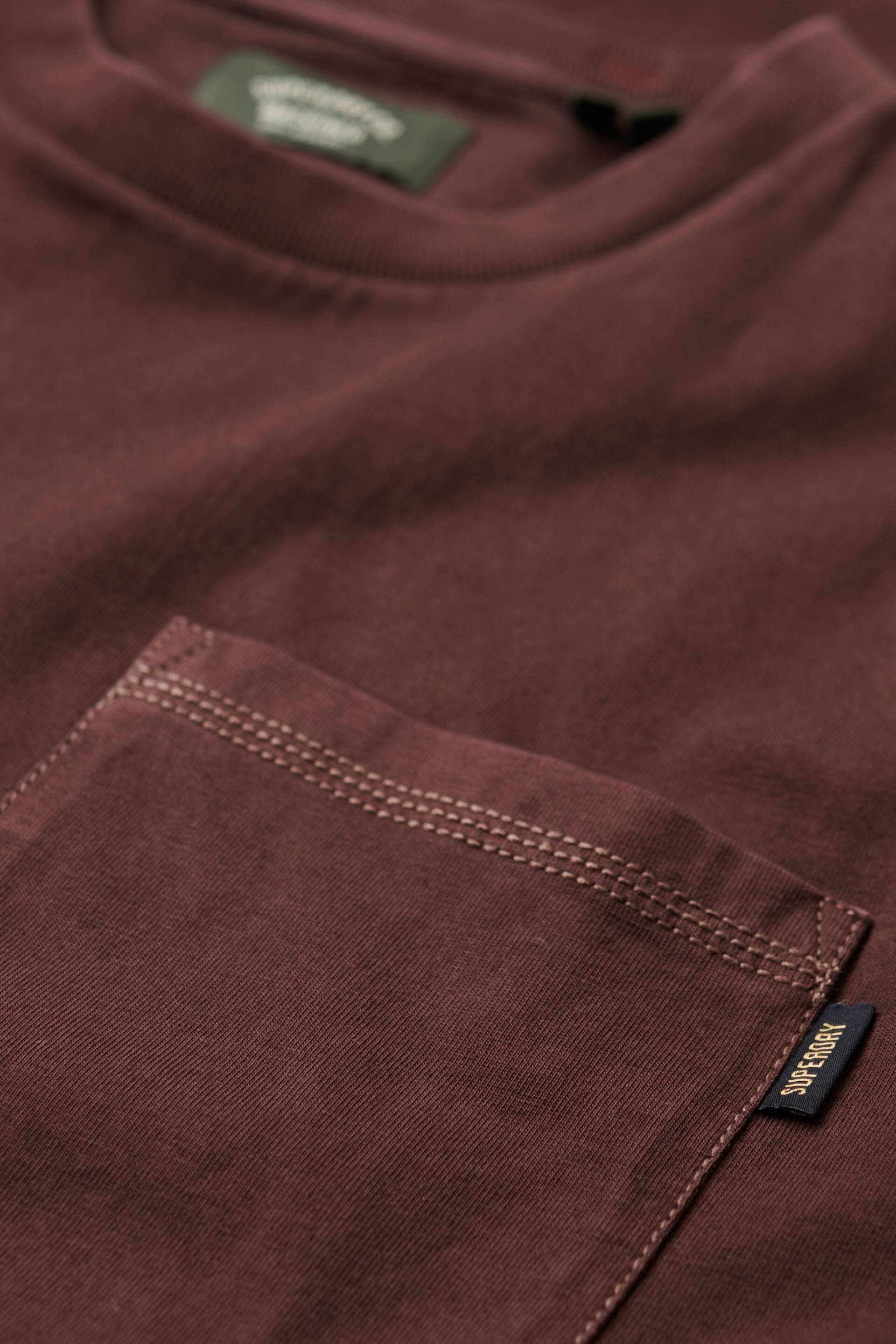 Superdry Brown Contrast Stitch Pocket T-Shirt - Image 7 of 7