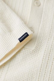 Superdry White Short Sleeve Knitted Polo Shirt - Image 6 of 7