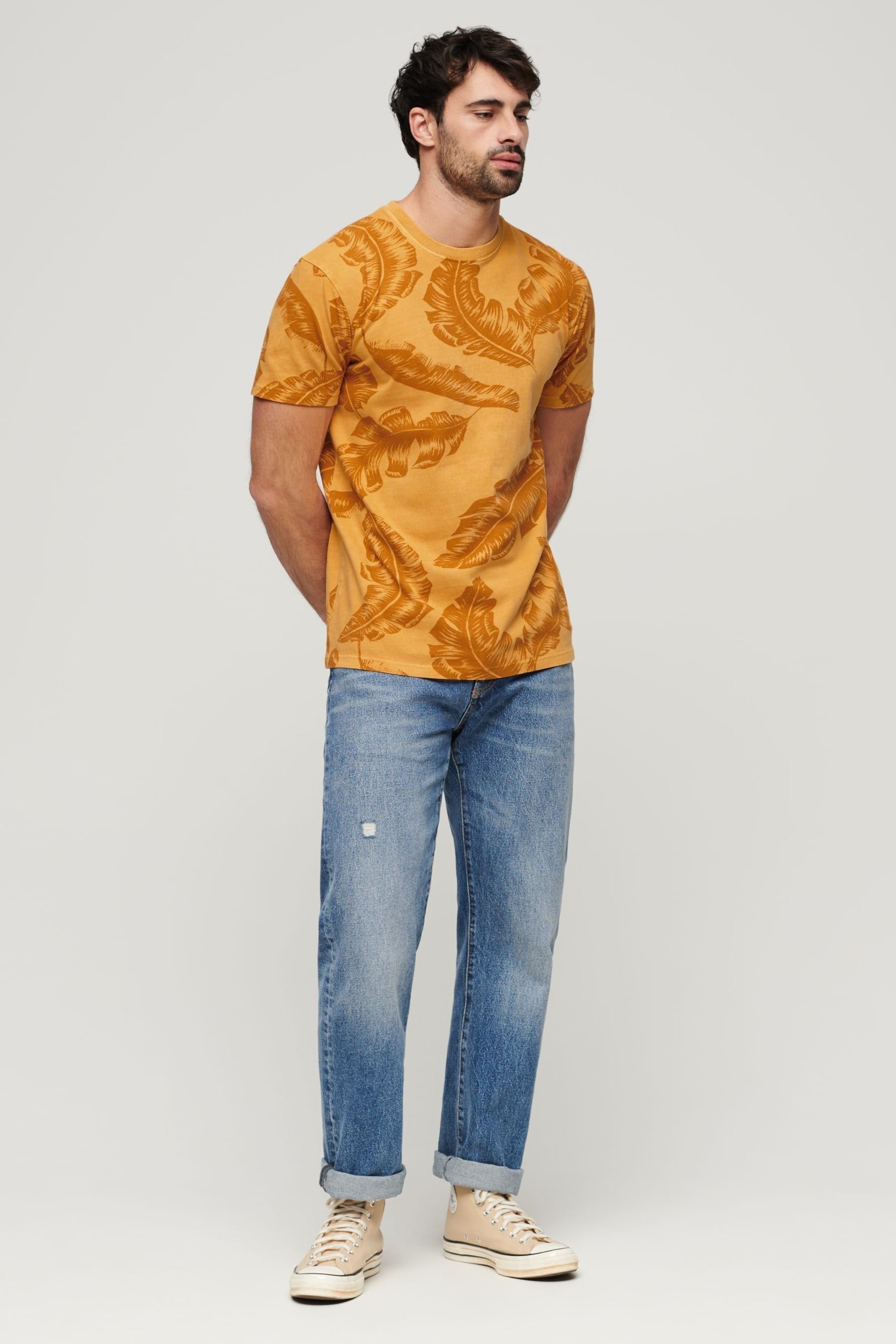 Superdry Yellow Vintage Overdye Printed T-Shirt - Image 2 of 6