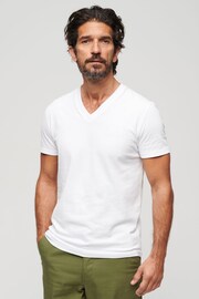 Superdry White Vintage Logo Emb V-Neck T-Shirt - Image 1 of 6