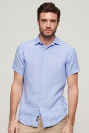 Superdry Blue Studios Casual Linen Short Sleeved Shirt - Image 1 of 6