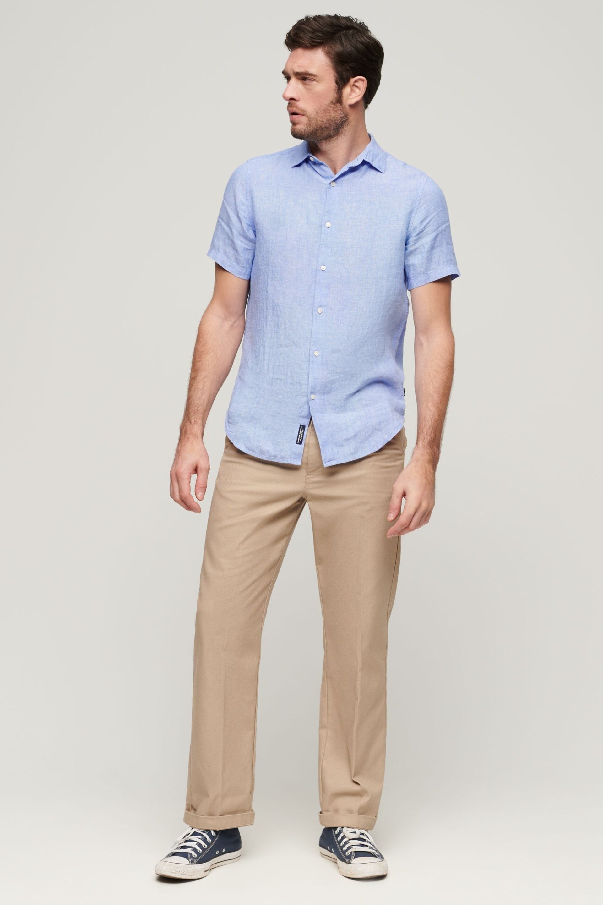 Superdry Blue Studios Casual Linen Short Sleeved Shirt - Image 2 of 6