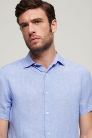 Superdry Blue Studios Casual Linen Short Sleeved Shirt - Image 3 of 6