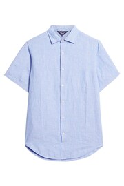 Superdry Blue Studios Casual Linen Short Sleeved Shirt - Image 4 of 6