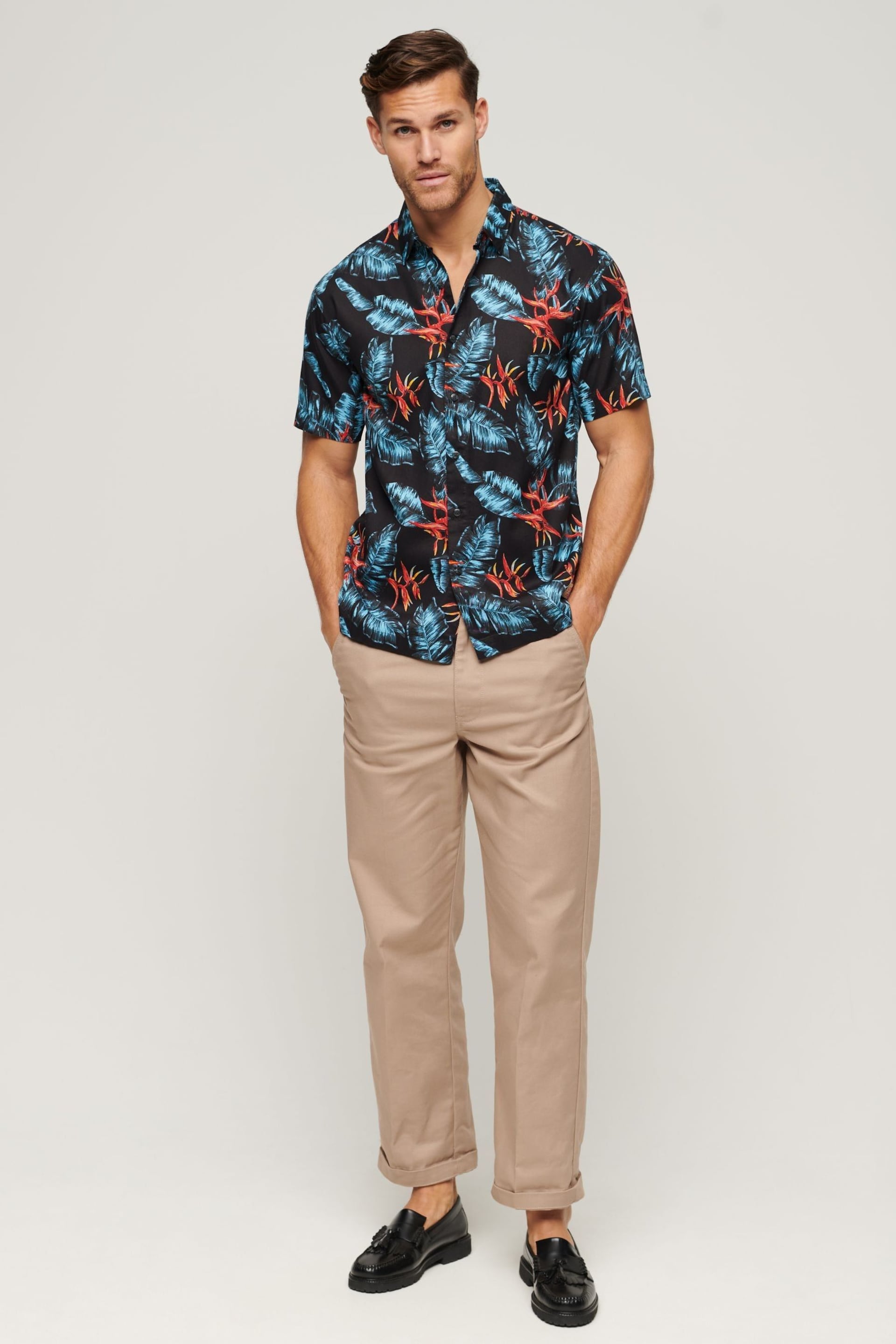 Superdry Blue Short Sleeve Hawaiian Printed Shirt - Image 2 of 6