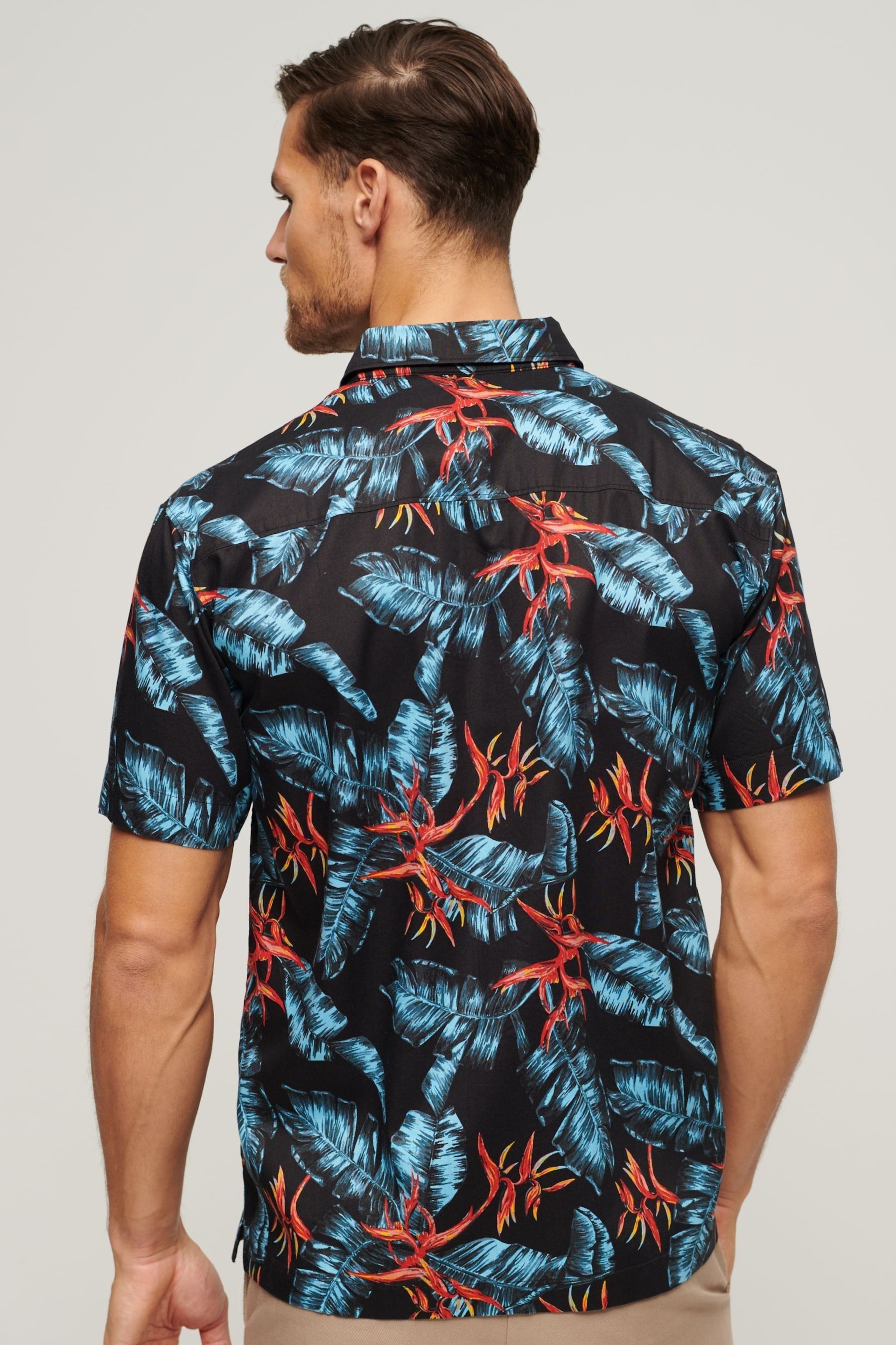 Superdry Blue Short Sleeve Hawaiian Printed Shirt - Image 3 of 6