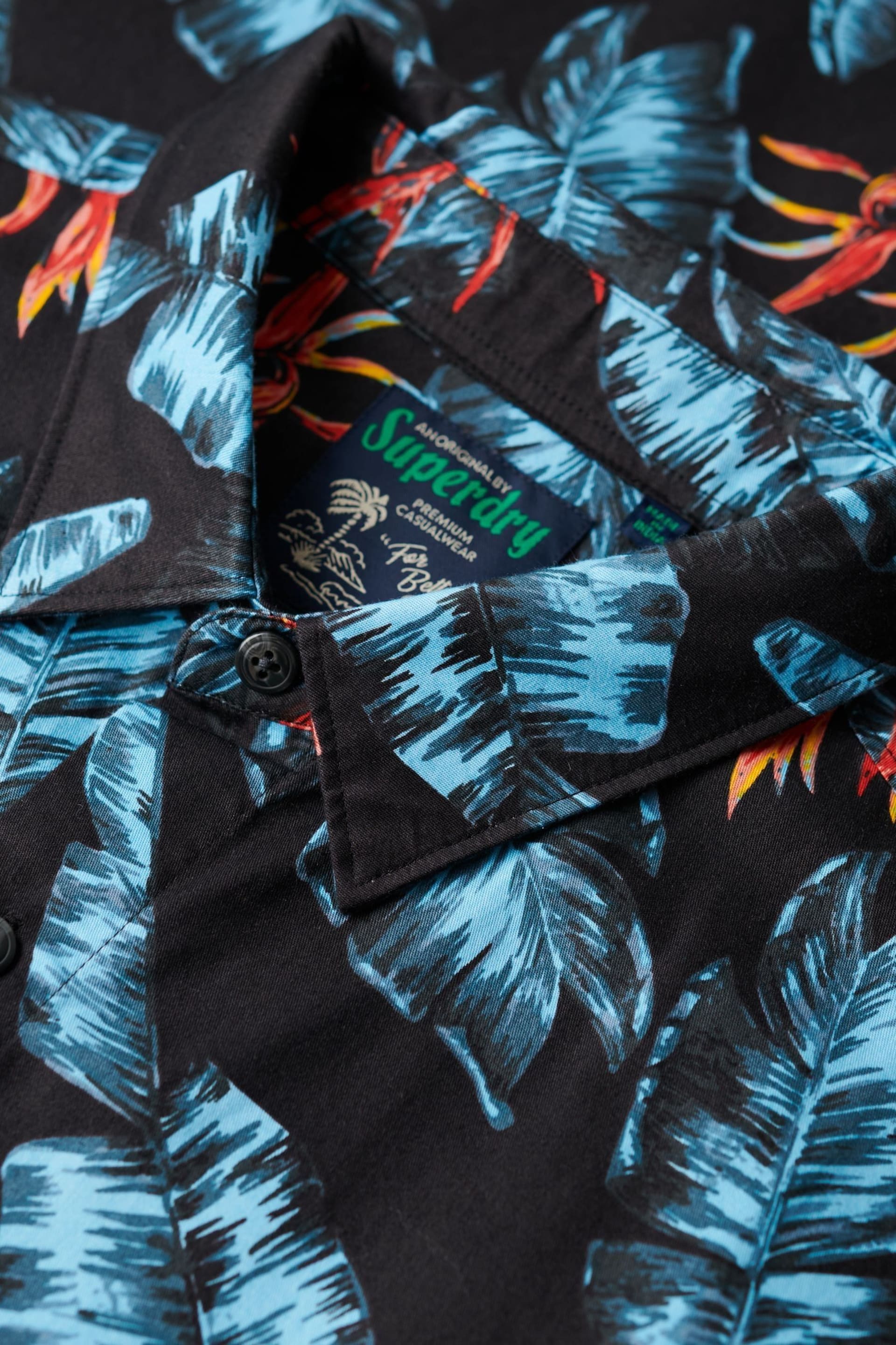Superdry Blue Short Sleeve Hawaiian Printed Shirt - Image 5 of 6