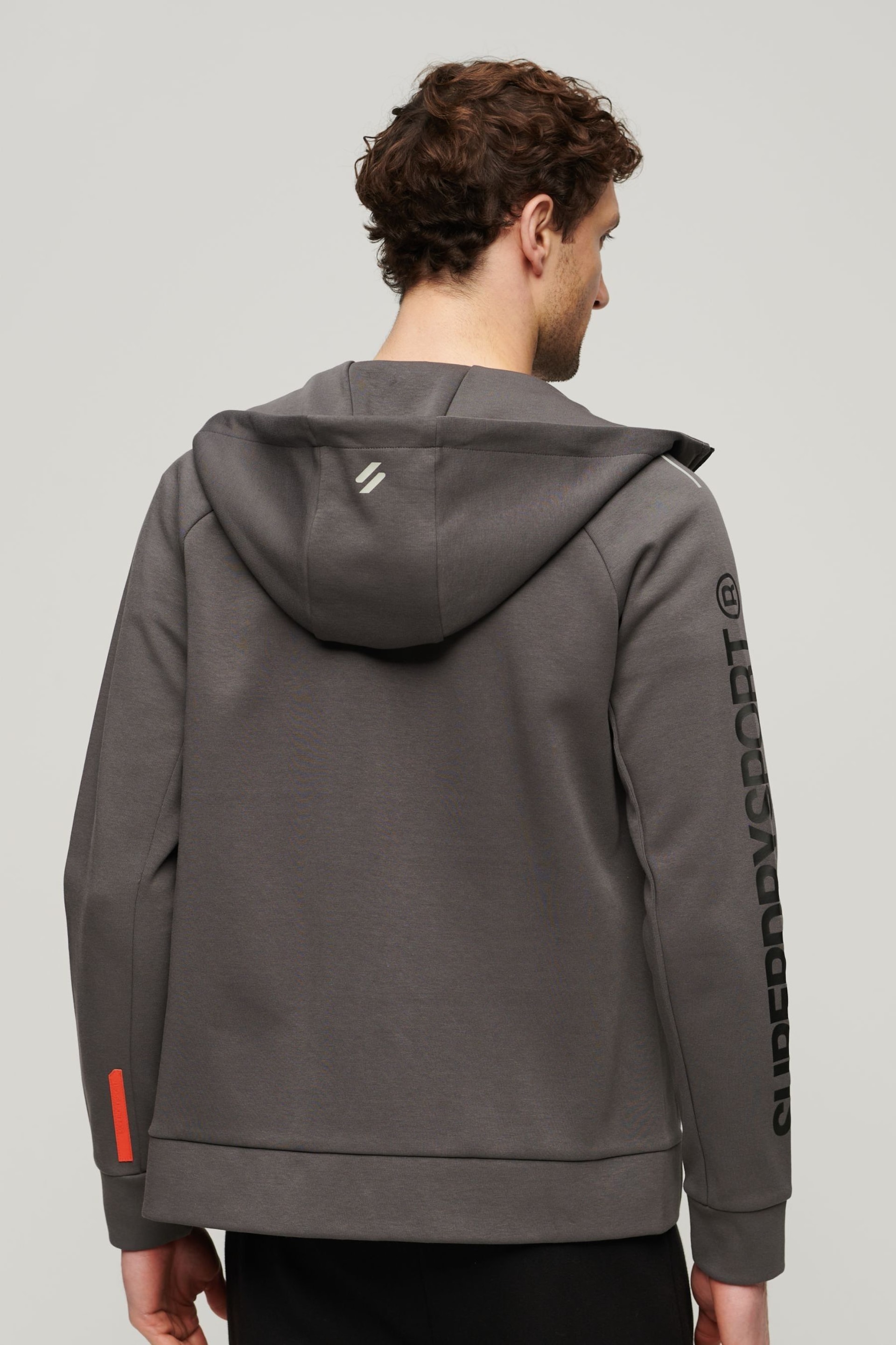 Superdry Grey Sport Tech Logo Loose Zip Hoodie - Image 2 of 7