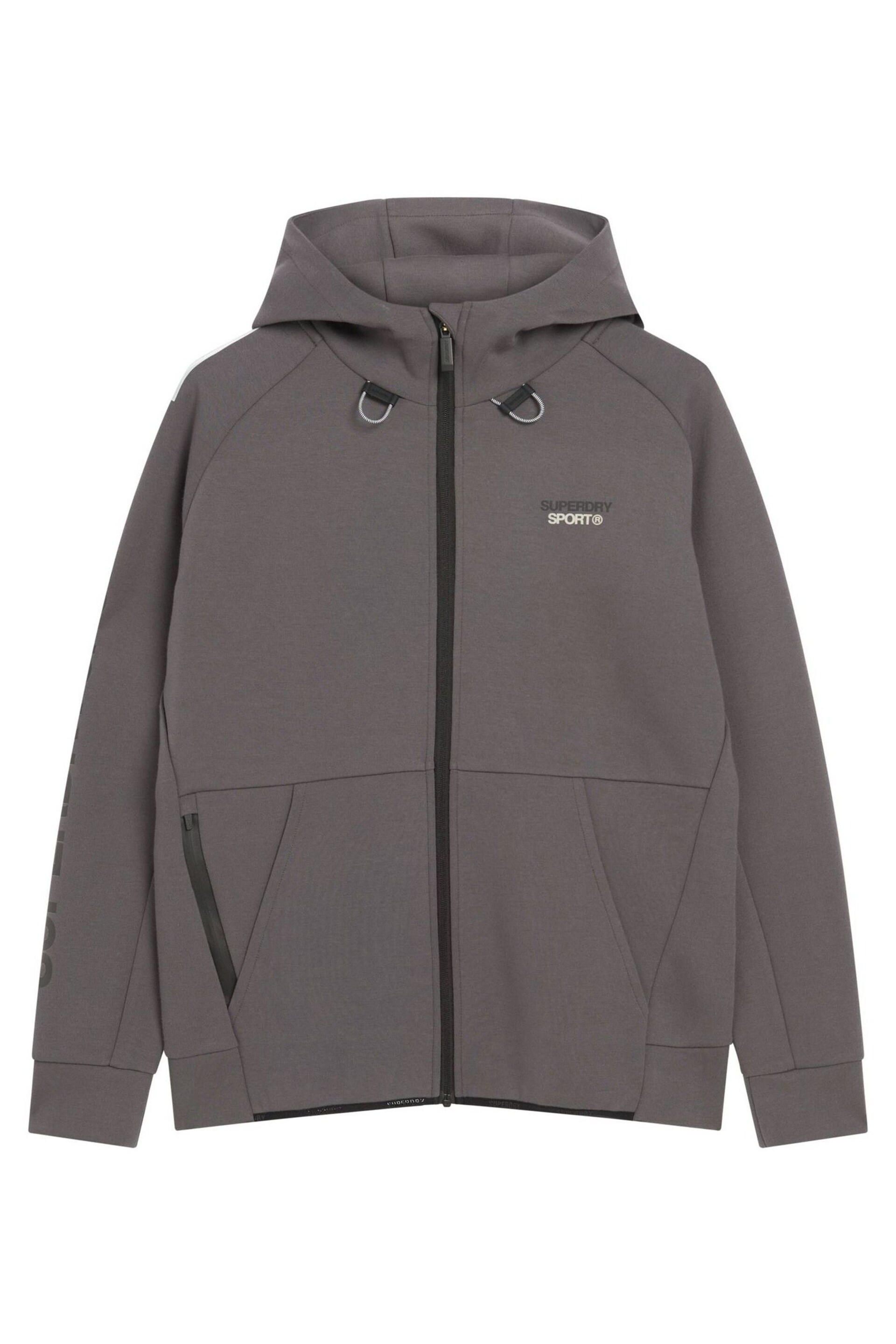 Superdry Grey Sport Tech Logo Loose Zip Hoodie - Image 5 of 7