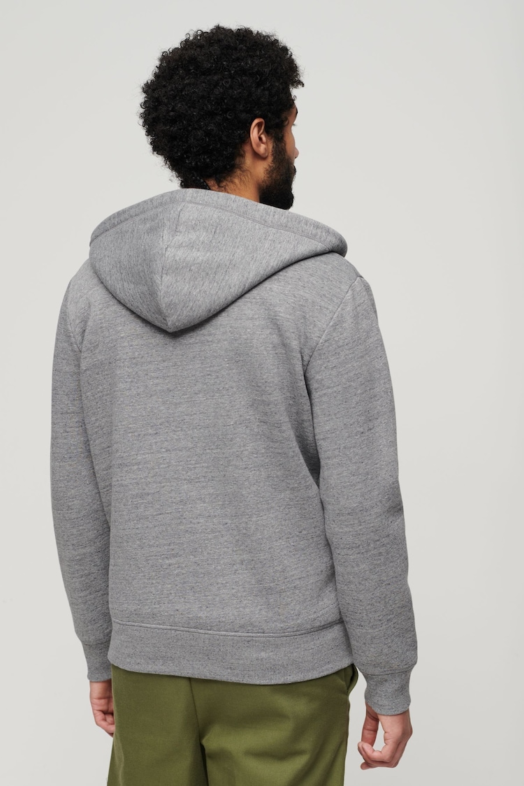 Superdry Grey 100% Cotton Essential Logo Zip-Up Hoodie - Image 2 of 7