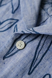 Superdry Blue Open Collar Print Linen Shirt - Image 5 of 6