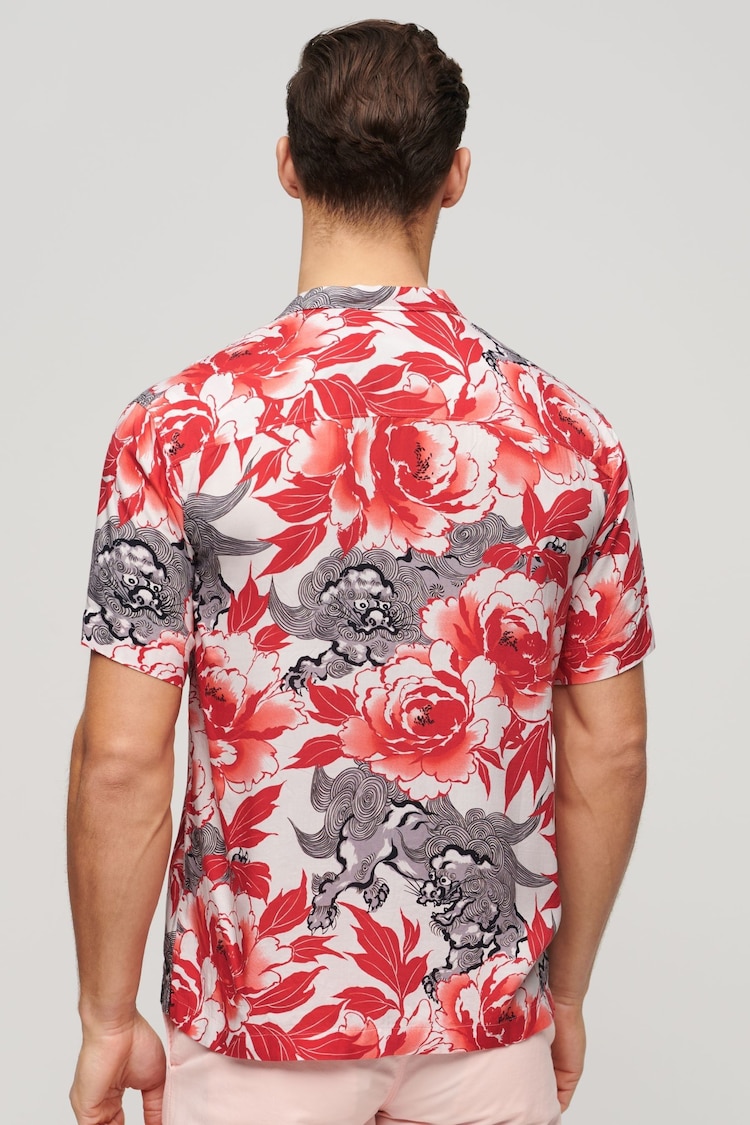 Superdry Red Multi 100% Linen Short Sleeve Hawaiian Printed Shirt - Image 2 of 7