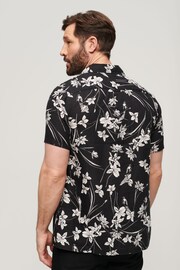 Superdry Black Open Collar Print Linen Shirt - Image 2 of 6