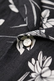 Superdry Black Open Collar Print Linen Shirt - Image 4 of 6