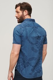 Superdry Blue Vintage Loom Short Sleeve Shirt - Image 2 of 6