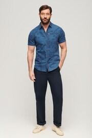 Superdry Blue Vintage Loom Short Sleeve Shirt - Image 3 of 6