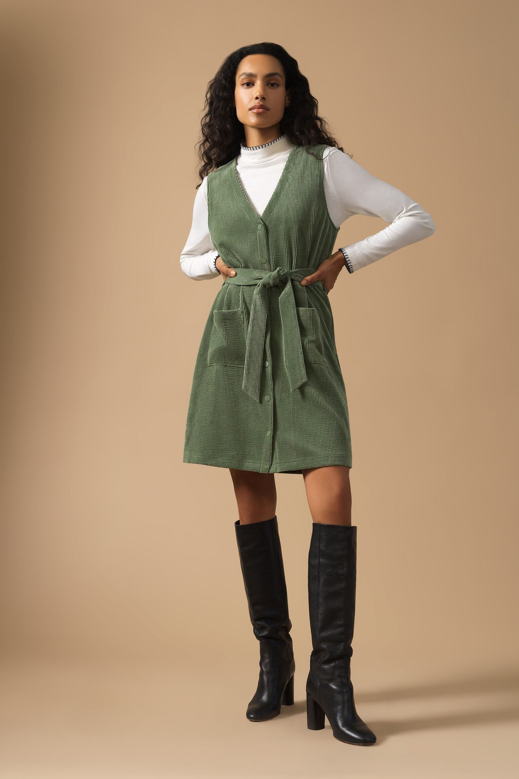 Green nylon pinafore dress online