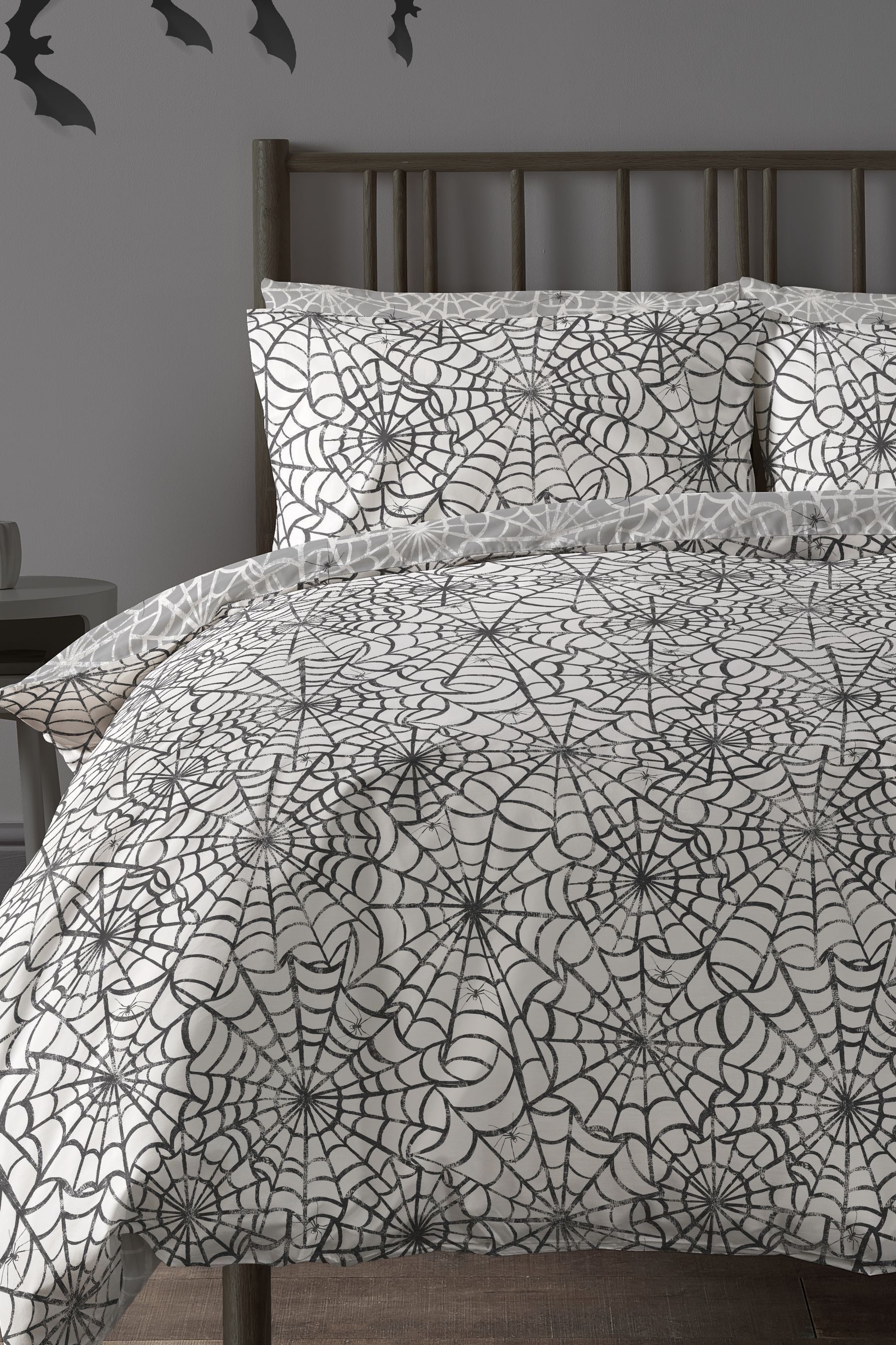 Buy Copenhagen Home White Halloween Spider Web Duvet Cover Pillowcase Set from Next Germany