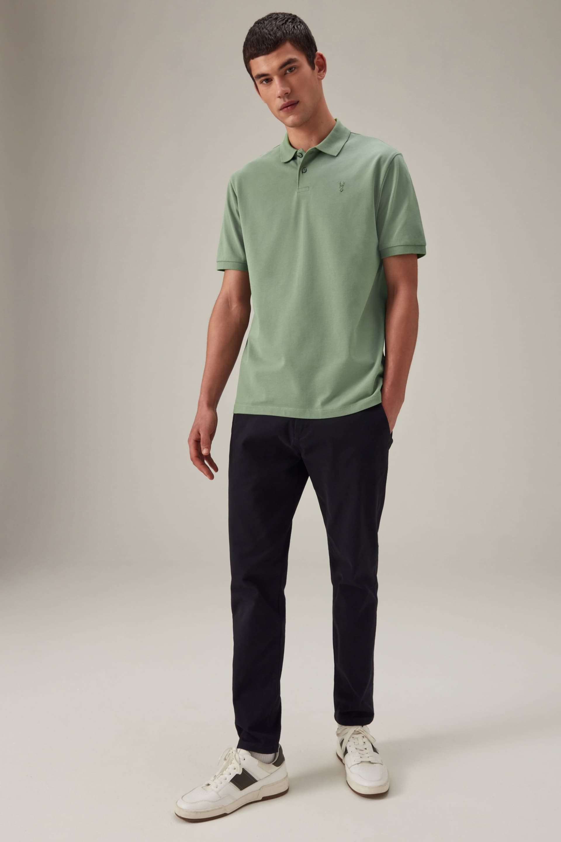 Green Regular Fit Short Sleeve Pique Polo Shirt - Image 2 of 8